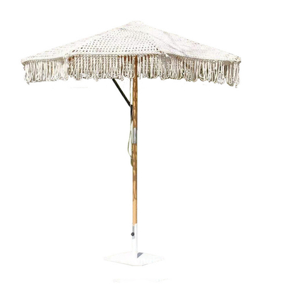 현대 디자인 스타일 야외 Patio 마크라메 방울 해변 나무 우산 2.5mm 나무 막대