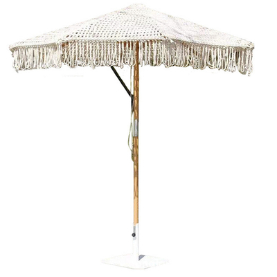 야외 Patio Macrame 해변 나무 우산 2.5mm 나무 막대와 우편 포장 Y